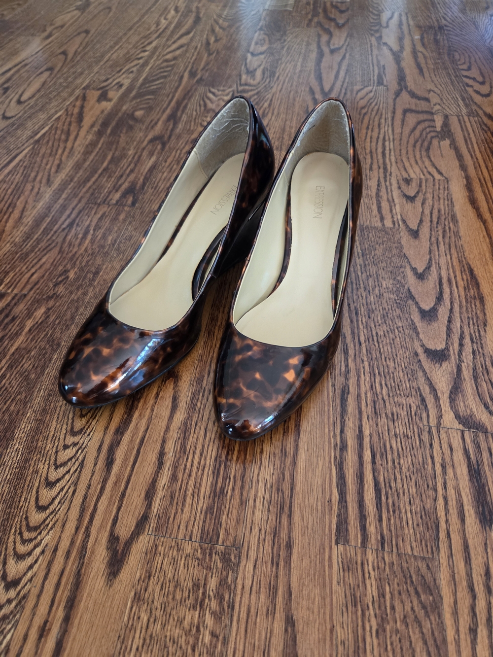 Expressions Tortoiseshell Patent Pumps in Brown and Black